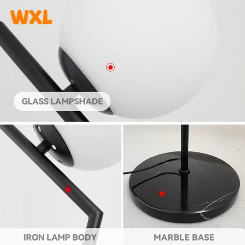 lampadaire led moderne en fer et verre nordique pour décoration intérieure - vue 5 sur 8