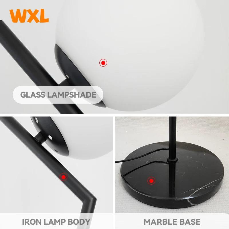 lampadaire led moderne en fer et verre nordique pour décoration intérieure - vue 4 sur 8