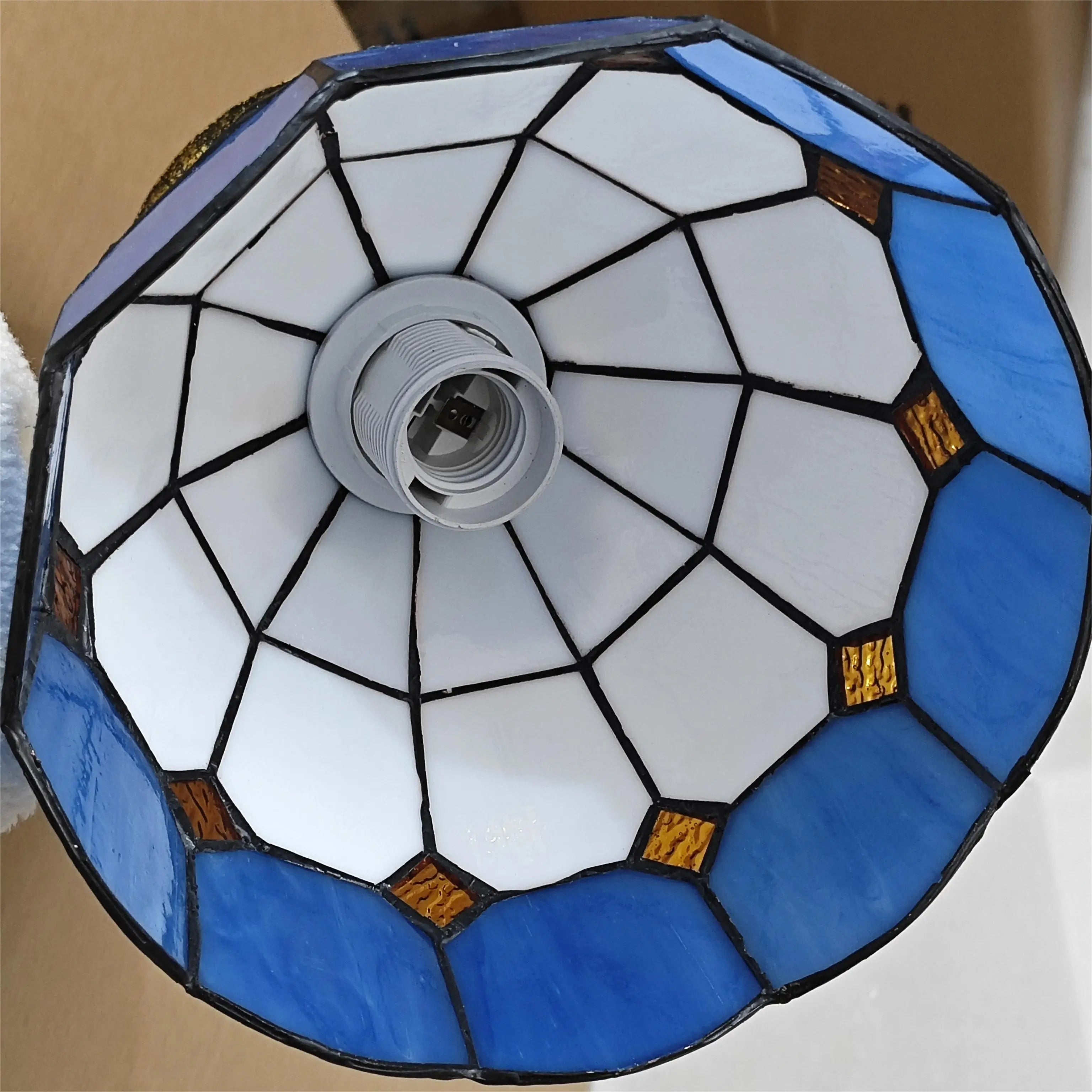 Lustre en verre coloré Tiffany rétro européen - vue 6 sur 29
