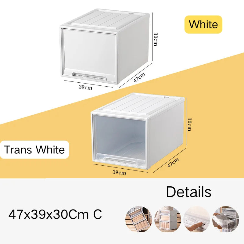 tiroirs empilables en plastique transparent pour rangement pratique - vue 30 sur 48