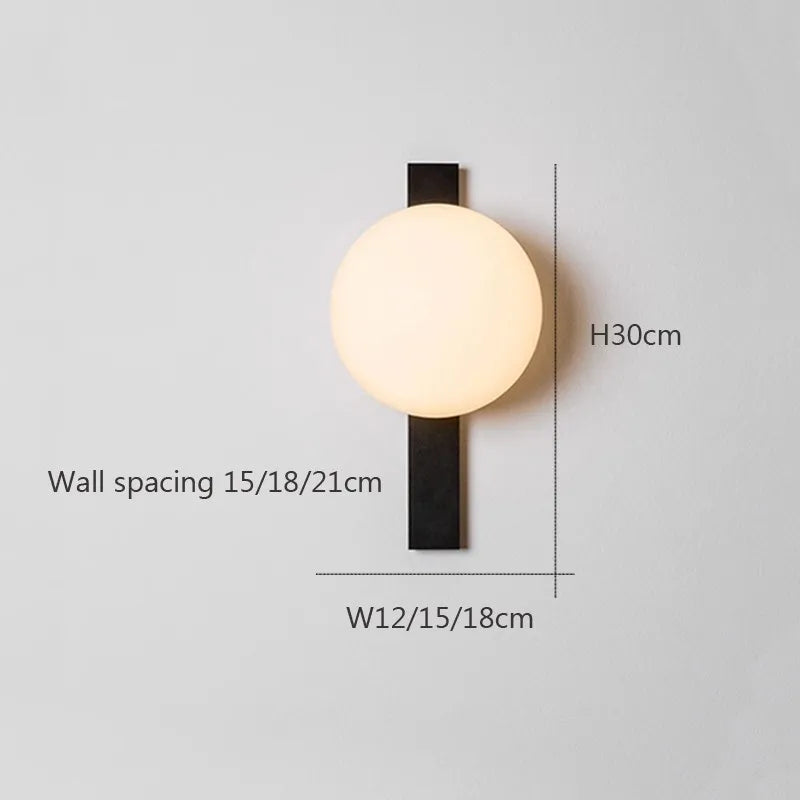 Applique murale en verre moderne noire longue orbe lumière pour salon escaliers chambre salle d'étude balcon couloir restaurant luminaires - vue 6 sur 9
