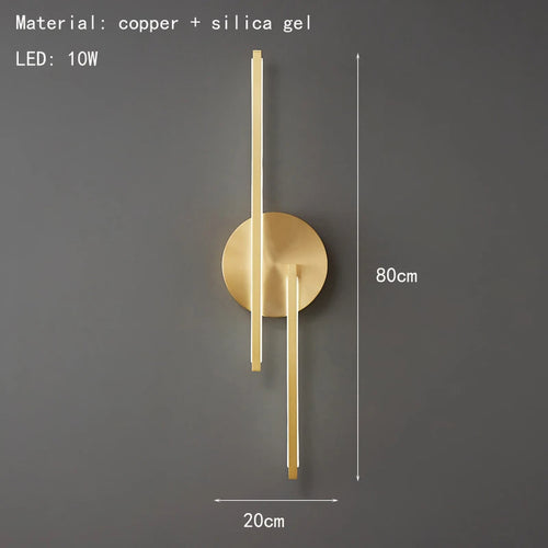 applique murale led minimaliste en laiton et cuivre