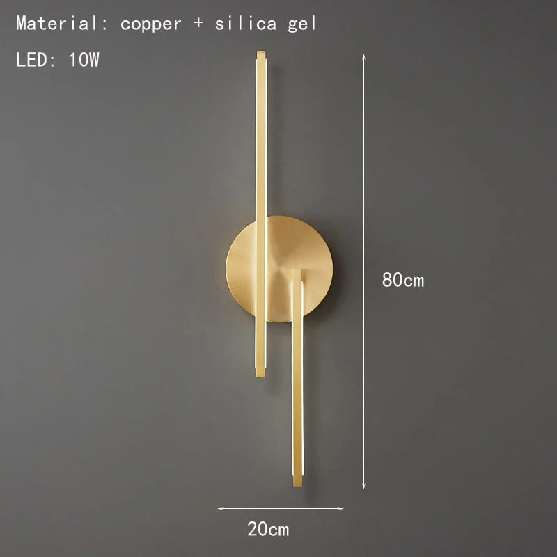 applique murale led minimaliste moderne en laiton - vue 8 sur 10