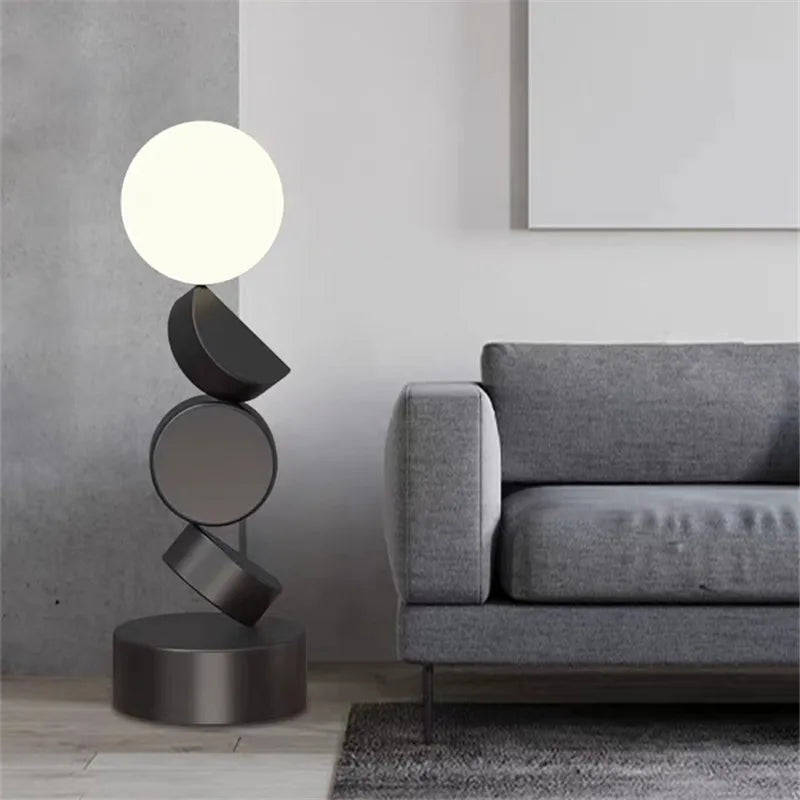 lampadaire design rond en verre pour décoration moderne - vue 5 sur 12