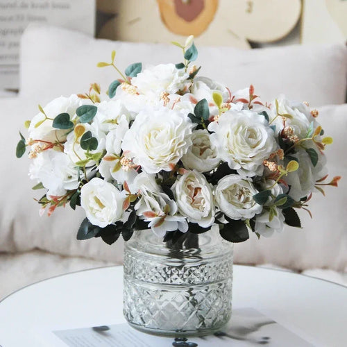 bouquet de pivoines roses en soie pour décoration intérieure - vue 2 sur 12