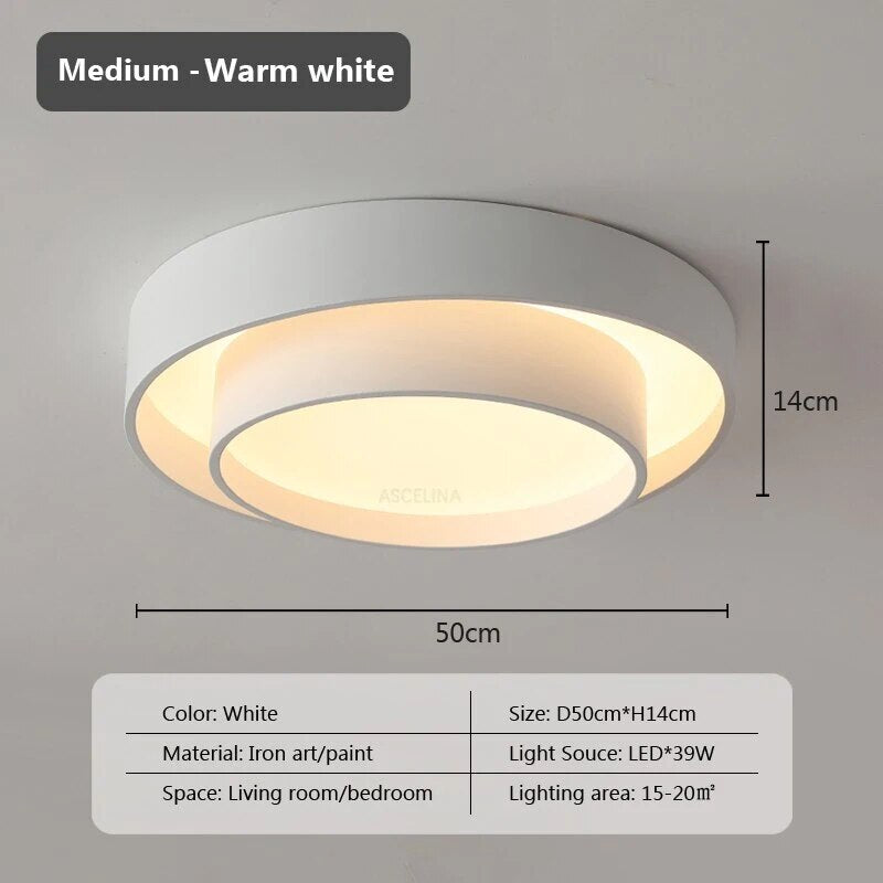 Plafonnier moderne led minimaliste blanc double rond - vue 15 sur 18