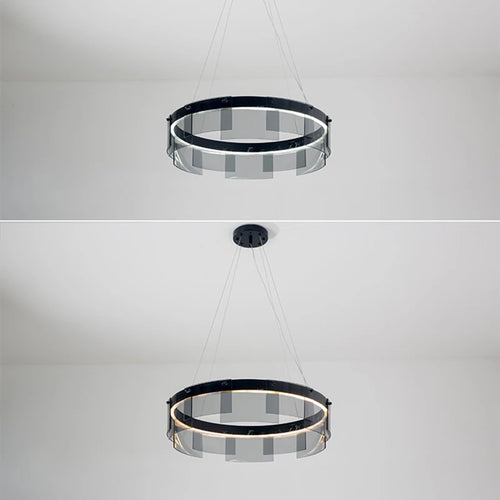 lustre design led en verre stratos pour intérieur - vue 5 sur 7