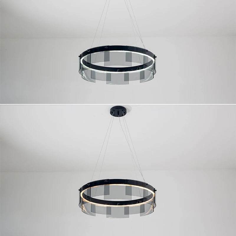 lustre design led en verre stratos pour intérieur - vue 4 sur 7