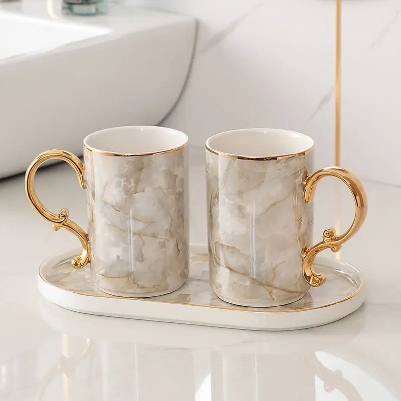 accessoires de salle de bain en céramique marbrée décorative et pratique - vue 6 sur 18