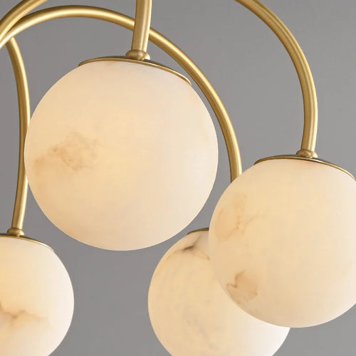 suspension moderne en cuivre et marbre naturel pour un éclairage luxueux - vue 7 sur 8