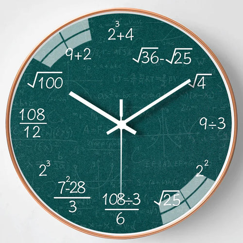 horloge murale mathématiques tableau noir décoration scolaire enfants - vue 10 sur 11