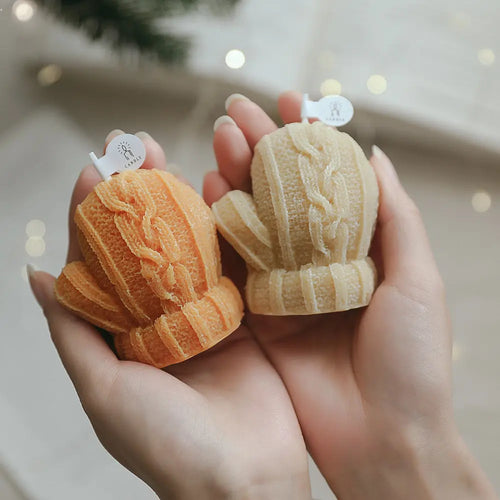 bougie parfumée mignonne en forme de gants faits main décoration de fête - vue 4 sur 10