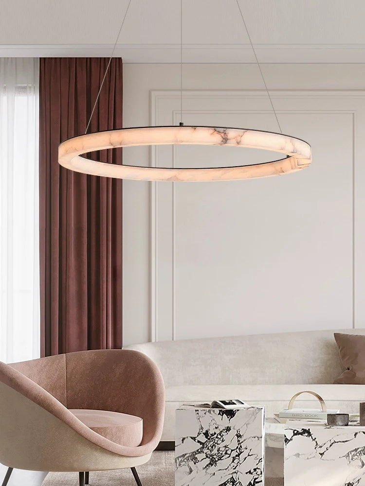 Lustre LED rond en marbre véritable - vue 3 sur 10