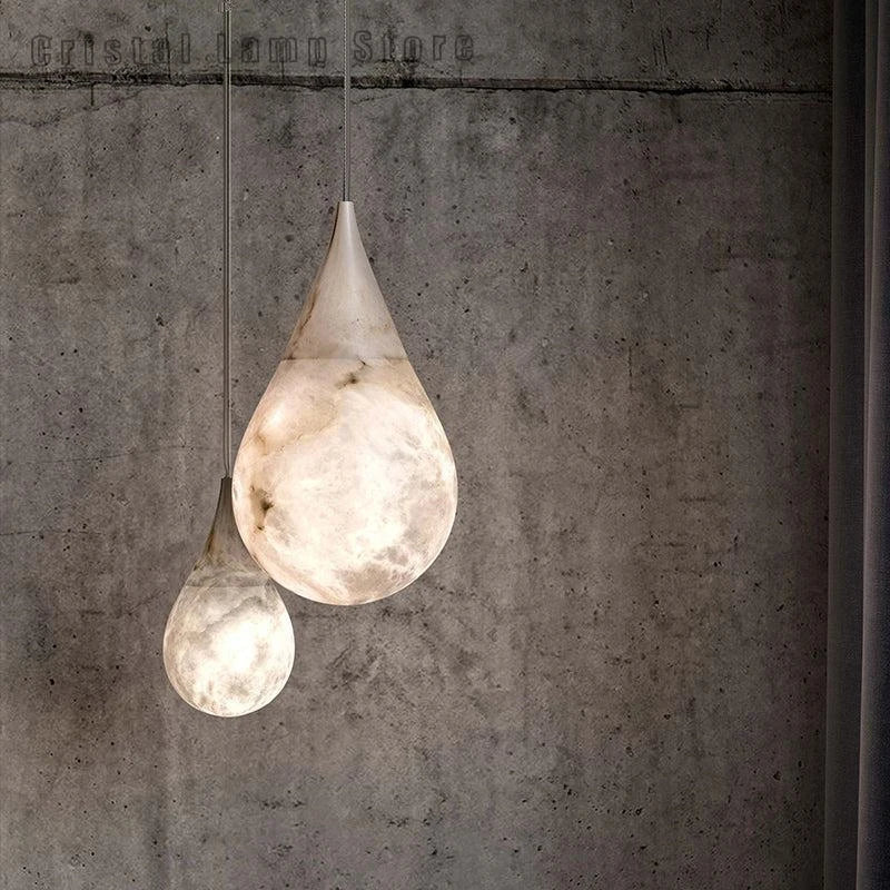 Design américain postmoderne albâtre goutte de pluie suspension éclairage style minimaliste éclairage pour chambres et restaurants - vue 5 sur 8