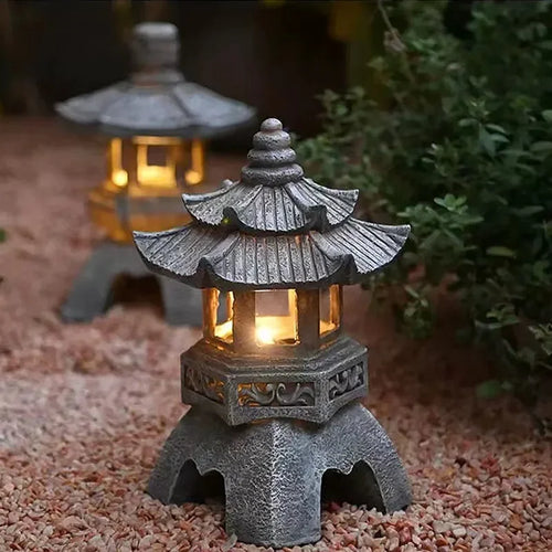 lanterne solaire led pagode pour jardin et balcon décoratif - vue 2 sur 10