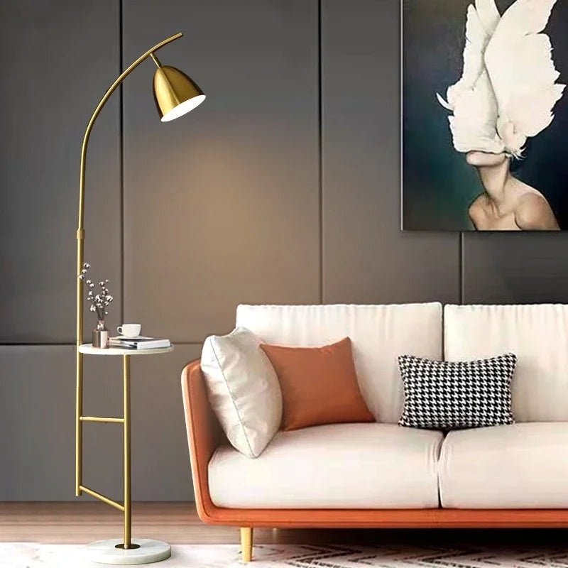 lampe sur pied nordique design en fer et marbre - vue 4 sur 10