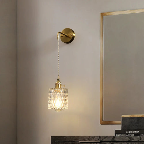 applique murale nordique en laiton avec miroir de cristal - vue 6 sur 13