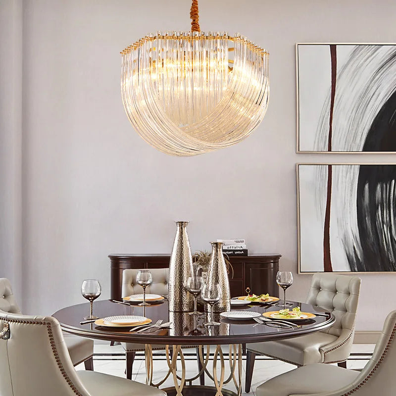 lustre led en verre design moderne pour restaurant ou hôtel - vue 5 sur 14