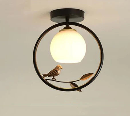plafonnier nordique créatif avec motif d'oiseau pour balcon - vue 11 sur 10