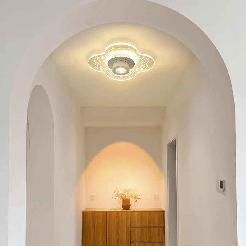 plafonnier encastré led nordique simple avec spots - vue 6 sur 9