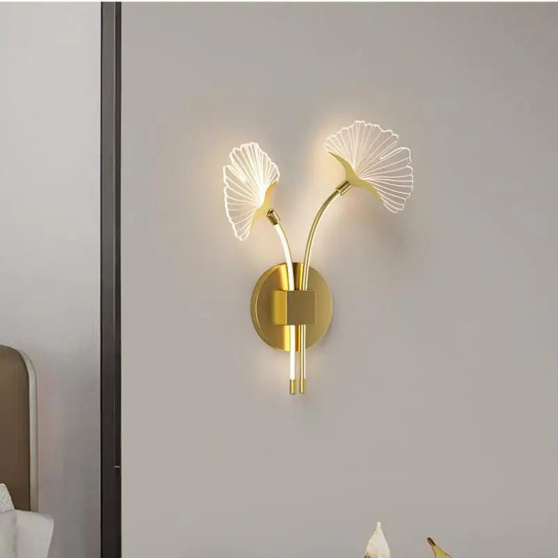 applique murale led en forme de feuille de ginkgo décorative - vue 6 sur 9