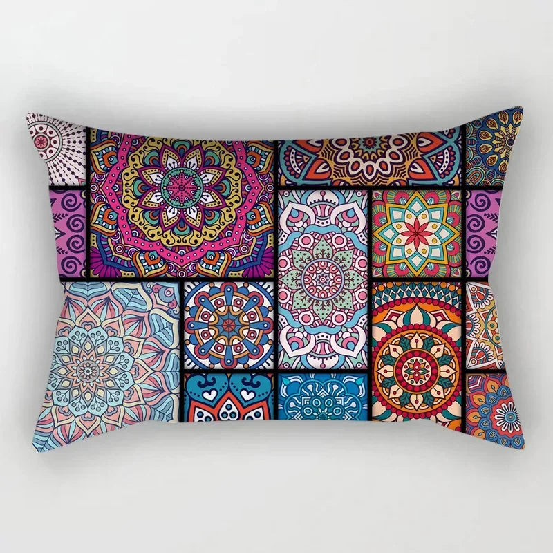 housse de coussin rectangulaire vintage motif mandala coloré