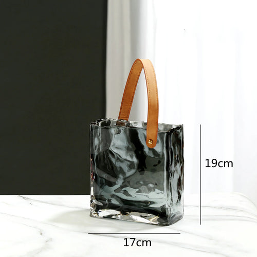 vase en verre transparent texture froissée pour fleurs et terrarium - vue 14 sur 13