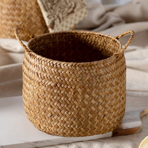 paniers tissés en jonc de mer style japonais pour fleurs - vue 2 sur 6