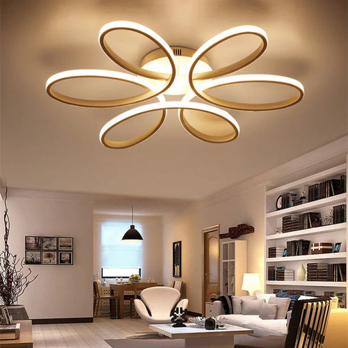 lustre moderne nordique led télécommande en forme de fleur - vue 2 sur 9
