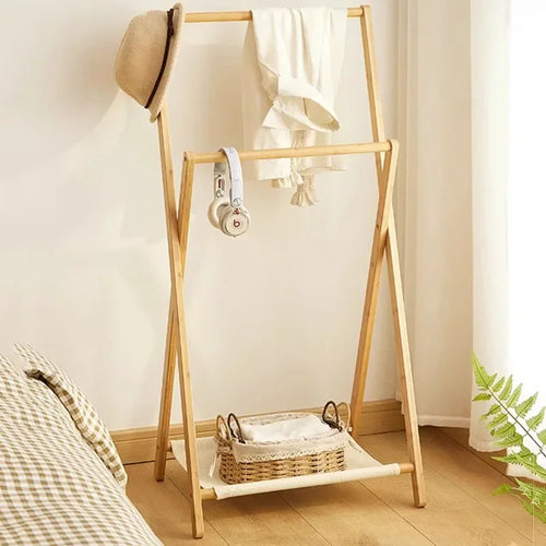 porte-manteau pliable avec étagère de rangement multifonctionnel - vue 2 sur 10