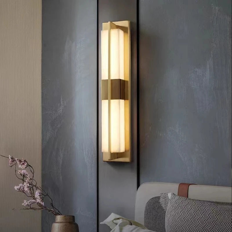 applique murale en marbre cuboïde naturel avec led - vue 3 sur 8