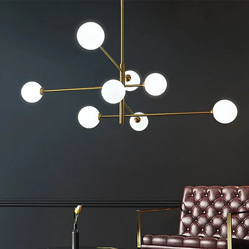 lustre scandinave 6 ou 8 lumières led design moderne - vue 3 sur 10