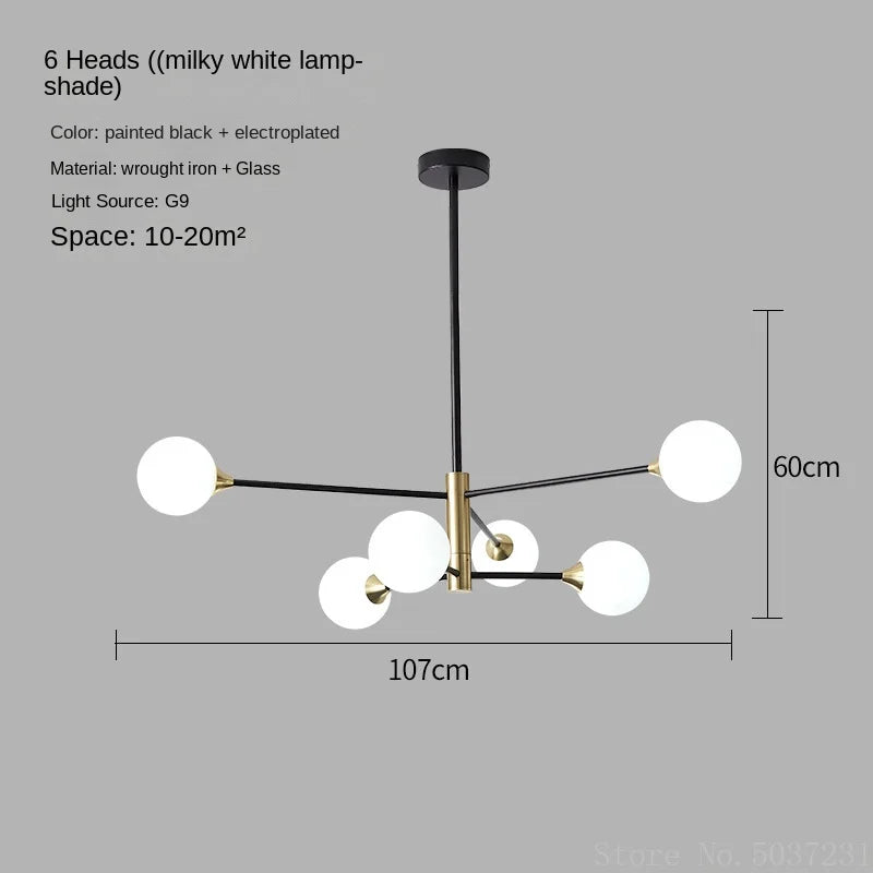 lustre moderne en forme de haricot avec éclairage led suspendu - vue 10 sur 16