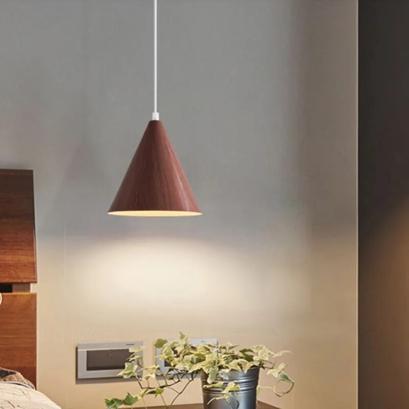 Suspension LED moderne en noyer massif - vue 3 sur 10