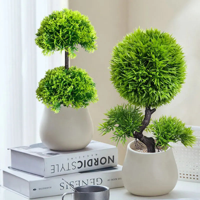 plante artificielle faux pin pour décoration intérieure et extérieure - vue 2 sur 8