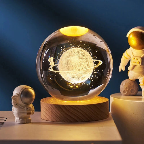 boule de cristal 3D système solaire gravé cadeau décoratif - vue 3 sur 32