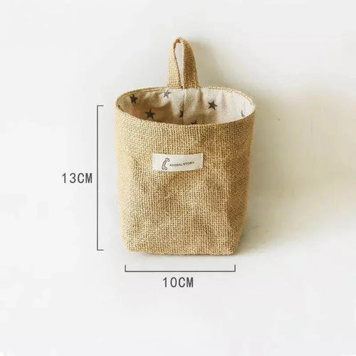 panier de rangement en coton et lin avec poignée - vue 11 sur 16