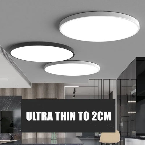 Plafonnier LED mince moderne bois salon étude chambre couloir foyer - vue 4 sur 11