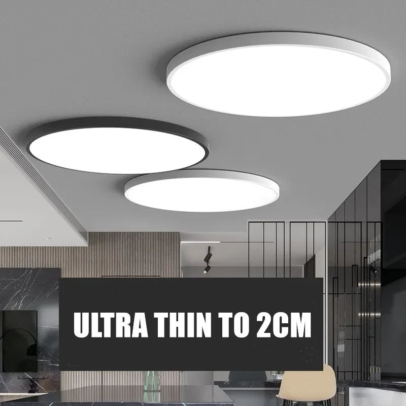 Plafonnier LED mince moderne bois salon étude chambre couloir foyer - vue 3 sur 11