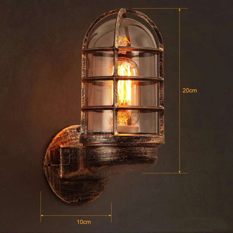 applique murale vintage industriel led fer loft rétro moderne - vue 6 sur 7