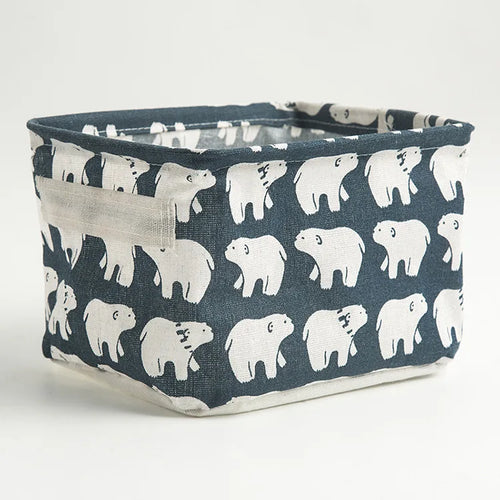 panier de rangement pliable en toile avec poignée coton et lin - vue 23 sur 22