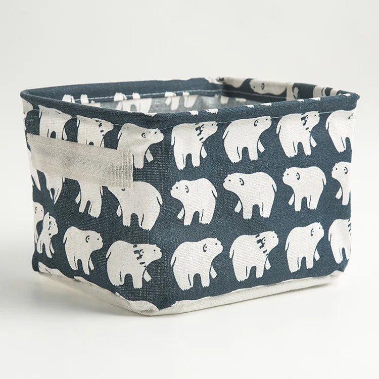 panier de rangement pliable en toile avec poignée coton et lin - vue 22 sur 22