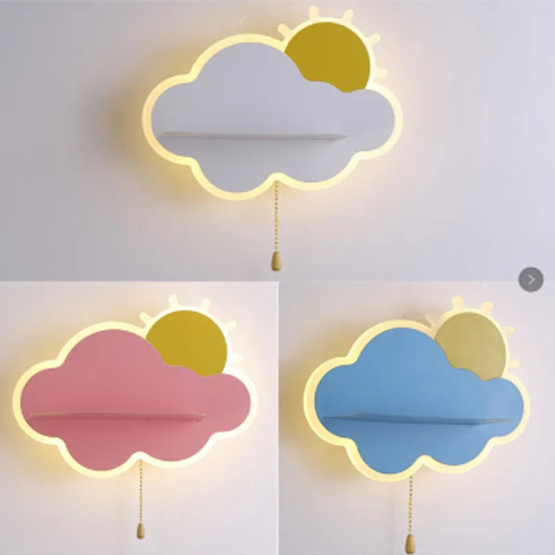 applique murale led décorative pour chambre de bébé nuage et soleil - vue 5 sur 12