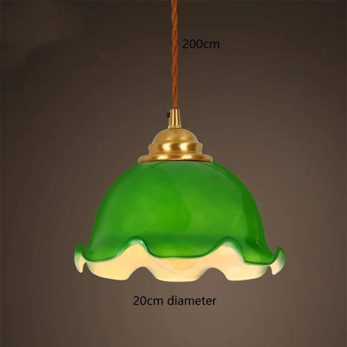 Suspension vintage style américain en cuivre bois et verre - vue 20 sur 30