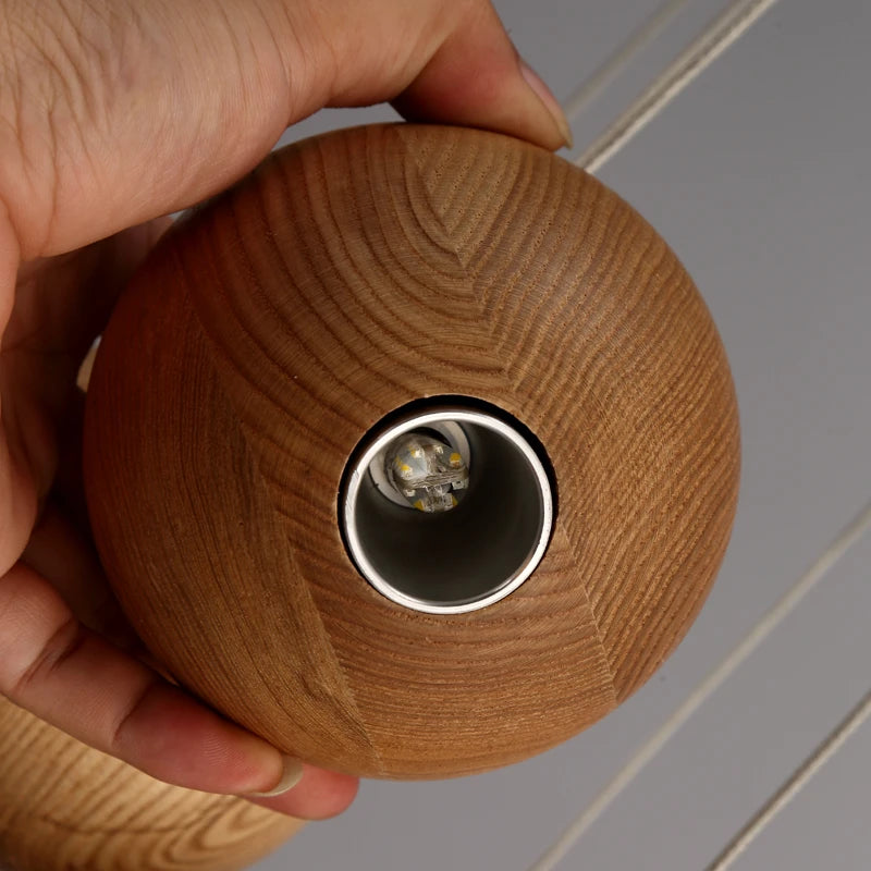 Suspension en bois nordique moderne meubles de salle à manger LED lumières décor à la maison salon villa hôtel - vue 5 sur 6