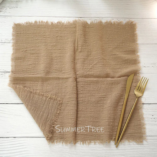 Serviette de table gaze de coton style rustique - vue 5 sur 7