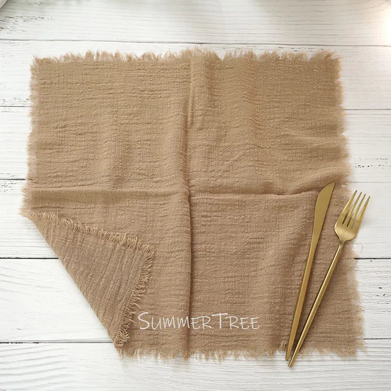 Serviette de table gaze de coton style rustique - vue 4 sur 7