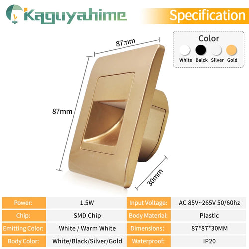 =(K)= 4Pcs Led Stair Light  PIR Sensor Wall Light 110V 220V Recessed Footlight Corridor Step Lamp Motion Wall Home Lighting - vue 6 sur 10