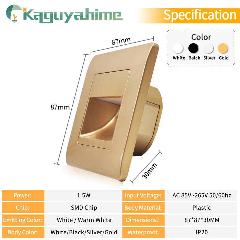 =(K)= 4Pcs Led Stair Light  PIR Sensor Wall Light 110V 220V Recessed Footlight Corridor Step Lamp Motion Wall Home Lighting - vue 5 sur 10
