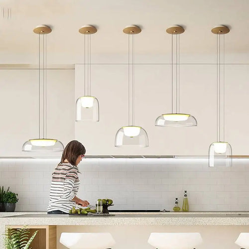 suspension à led avec couvercle en verre moderne - vue 7 sur 9